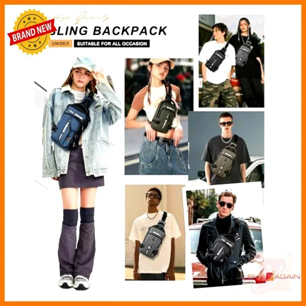 Mini Anti-Theft Sling Backpack with USB Port for Hiking Travel Cycling